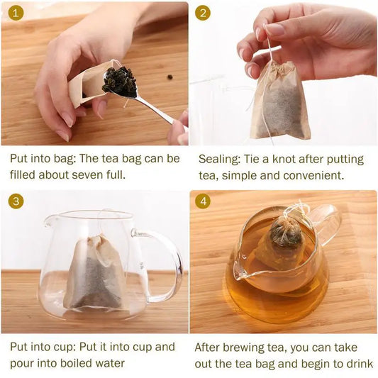 Empty Tea Bags | 100Pcs Eco-Friendly Teabag | Camzi Fitness & Wellness